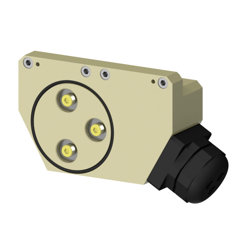 Robot-side view of the S-EM-R-E-HIKVA-PG36-3TROUS tool changer for robot high tool safety